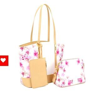 PINK VANILLA 3-in-1 floral print tote set, NWOT